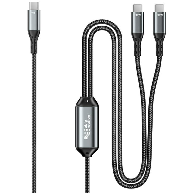 USB C Cable 2-in-1, Long 6ft USBC to Dual USB-C, USB C 140W Max PD Charging Type C Splitter for iPhone 16/15, MacBook, iPad, Carplay&Android Auto,Cellphone,Tablet and All USBC Device