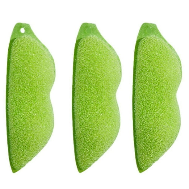 3PCS Pea Bottle Sponge Brush Reuseable Scrub Sponges Wipe for Kitchen Home