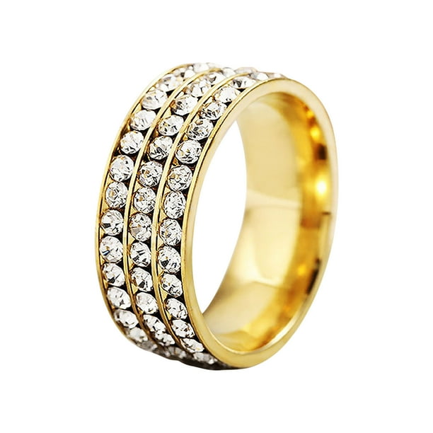 Xihbxyly Anillo de Acero Inoxidable con Diseño de Tres Filas de Diamantes, Accesorio Magnético para Adelgazar, Mejora La Circulación y El Metabolismo, Ideal para Cualquier Ocasión, Regalo Ideal para