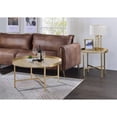 thumbnail image 3 of ACME Mithea Table Basse Ronde en Bois avec Plateau en Chêne et Or, 3 of 7