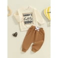 thumbnail image 6 of Aojekbee Toddler Boy Fall Outfits Letter Print Long Sleeve Round Neck Sweatshirt and Solid Color Pants 2 Pcs Set, 6 of 10
