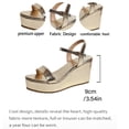 thumbnail image 6 of Rokment Platform Wedge Sandals for Women Dressy Sparkly Metallic Trending Leather Ankle Strap Chunky High Heels Dress Summer Shoes Bride Wedding Gold Size 6, 6 of 9