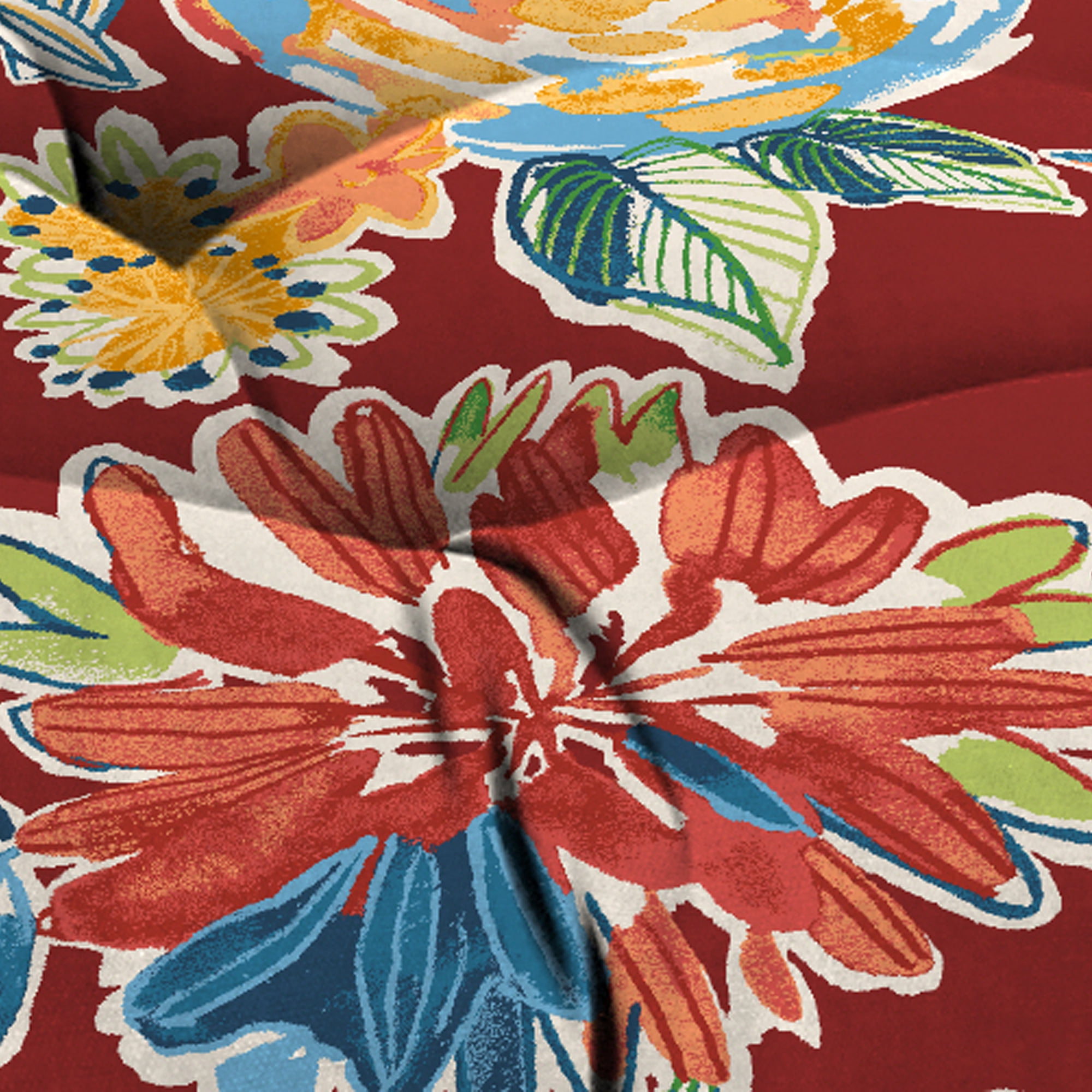 Jordan Manufacturing 44" x 18" Colsen Berry Red Floral Rectangular Tufted Contoured Outdoor Wicker Settee Bench Cushion