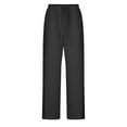 thumbnail image 4 of qolati Cotton Linen Pants for Women Drawstring Eastic Waistband Wide Leg Palazzo Pants 2023 Summer Classic Fit Straight Leg Long Lounge Trousers, 4 of 6