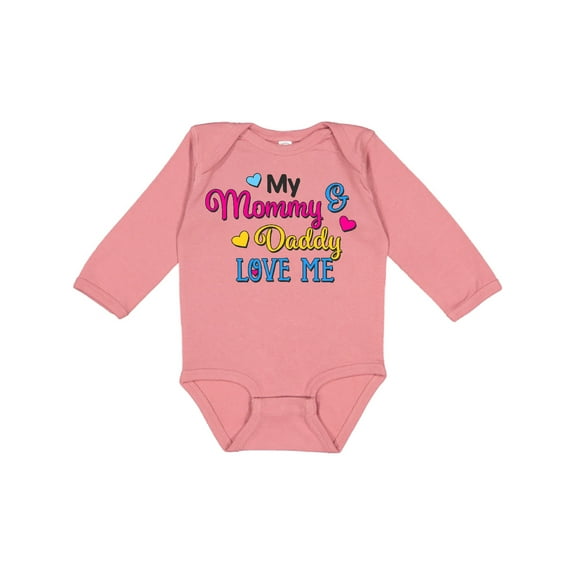 Inktastic My Mommy and Daddy Love Me with Hearts Boys or Girls Long Sleeve Baby Bodysuit