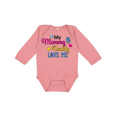 

Inktastic My Mommy and Daddy Love Me with Hearts Boys or Girls Long Sleeve Baby Bodysuit