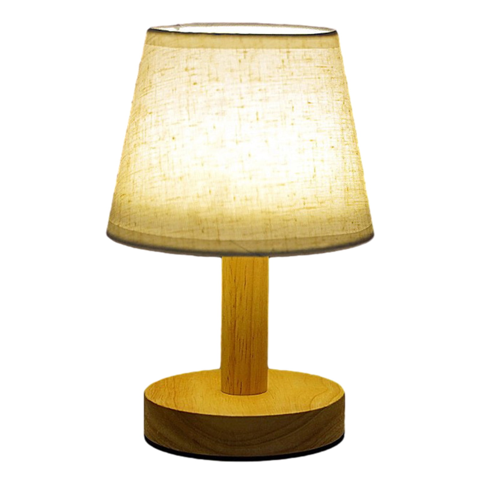 100Fens Small Table Lamp,Bedside Table Lamp,Wooden Bedside Lamp Simple Bedroom Lamp Linen Shade Mini Desk Lamp Night Light Nightstand Lamp for Bedroom,Living Room,Kids Room