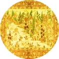 thumbnail image 1 of Ahgly Company Machine Washable Indoor Round Animal Yellow Traditional Area Rugs, 5' Round, 1 of 4