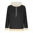 thumbnail image 6 of Women's Color Blocked Fashionable Loose Casual Long Sleeved Pocket Hooded Sweatshirt Top, Pullover Hoodie with Contrast Design for Street Style and Comfortable Daily Wear, 6 of 6