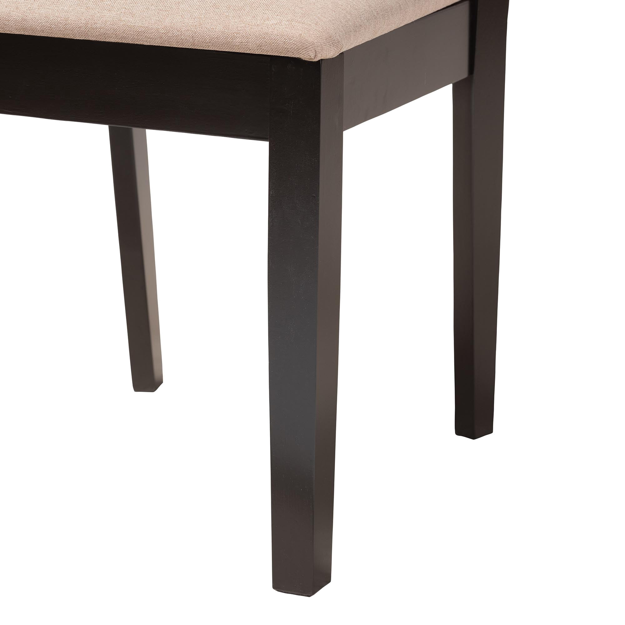 Baxton Studio Florencia Modern Beige Fabric and Espresso Brown Finished Wood 2-Piece Dining Chair Set