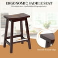 thumbnail image 4 of CL.HPAHKL Counter Height Bar Stools Set of 2, 24 Inch Kitchen Counter Stools Backless Wooden Barstools Solid Wooden Saddle Stools with Footrests for Kitchen Island, Dining Room, Pub, Cafe, Brown, 4 of 10