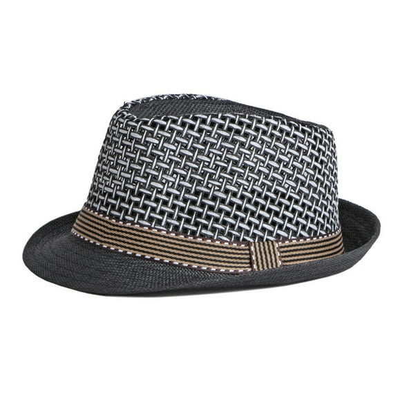 56-58cm hat circumference men's and women's hats summer sun hats hollow breathable sunscreen jazz straw hats - black