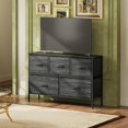 thumbnail image 2 of Dresser for Bedroom with 5 Drawers, Wide Chest of Drawers, Fabric Dresser, Storage Organizer Unit with Fabric Bins for Closet, Living Room, Hallway,21.65"Hight, 2 of 17