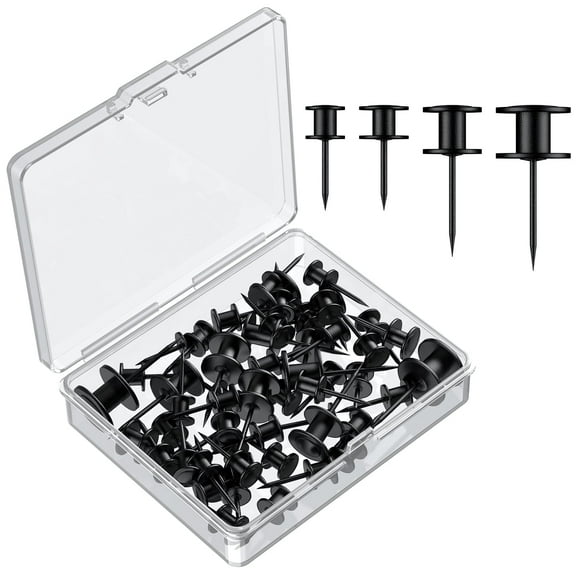 Uniclife 40 Pcs Thumb Tacks, Double Headed Picture Hangers, 4 Size Push Pins for Wall, Picture Hanging Nails, Long Wall Hooks for Pictures Photo Frame Tapestry and Decor, Black