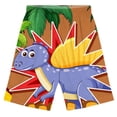 thumbnail image 3 of LIIPEE Boys Shorts Casual Toddler Cartoon Dinosaur Printed Cute Graphic Shorts Youth Kids Soft Comfortable Lightweight Shorts Summer Beach Vacation Breathable Daily Shorts,Purple,2-3 Years, 3 of 5