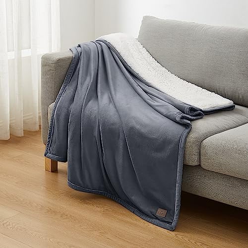 UGG 23854 Bliss Sherpa Fully Reversible Throw Blanket for Couch or Bed  Machine Washable Easy Care Soft Plush Luxury Oversized Accent Blankets, 178  x