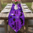 thumbnail image 6 of Purple Halloween Table Runner Linen Burlap Table Runner 72 Inches Long Black Pumpkins Spiders Ghost Cat Dresser Scarves for Kitchen Island Coffee Dining Room Party Wedding Holiday Decoration 16"x72", 6 of 8