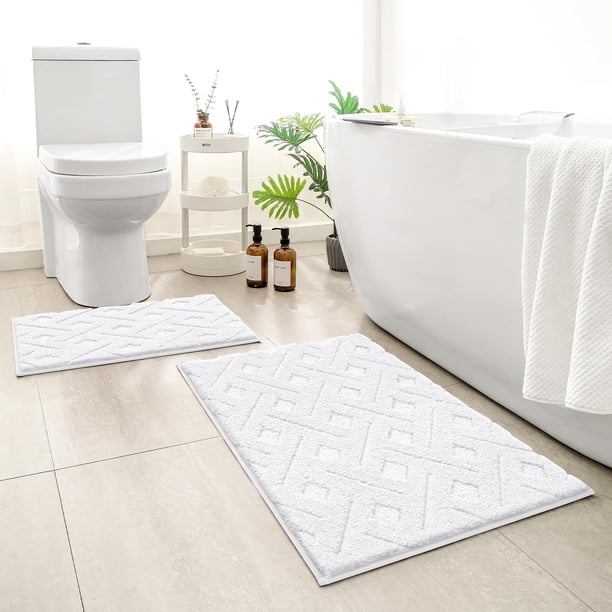 Juego de alfombras de baño HOMEIDEAS, 2 piezas, absorbentes y peludas, color blanco