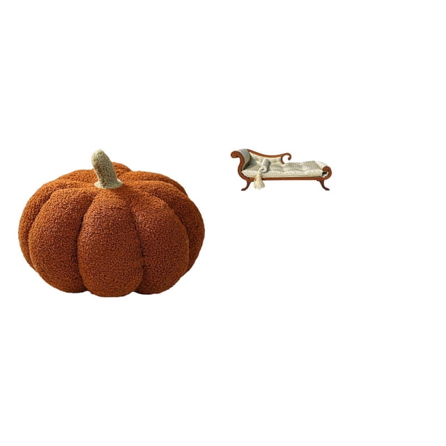 Cojín De Sofá De Peluche De Calabaza De Halloween, Cama De Madera En Miniatura, Sillón Decorativo, Accesorios Para Dormitorio, Habitación, Casa De Muñecas, Decoración De Muebles