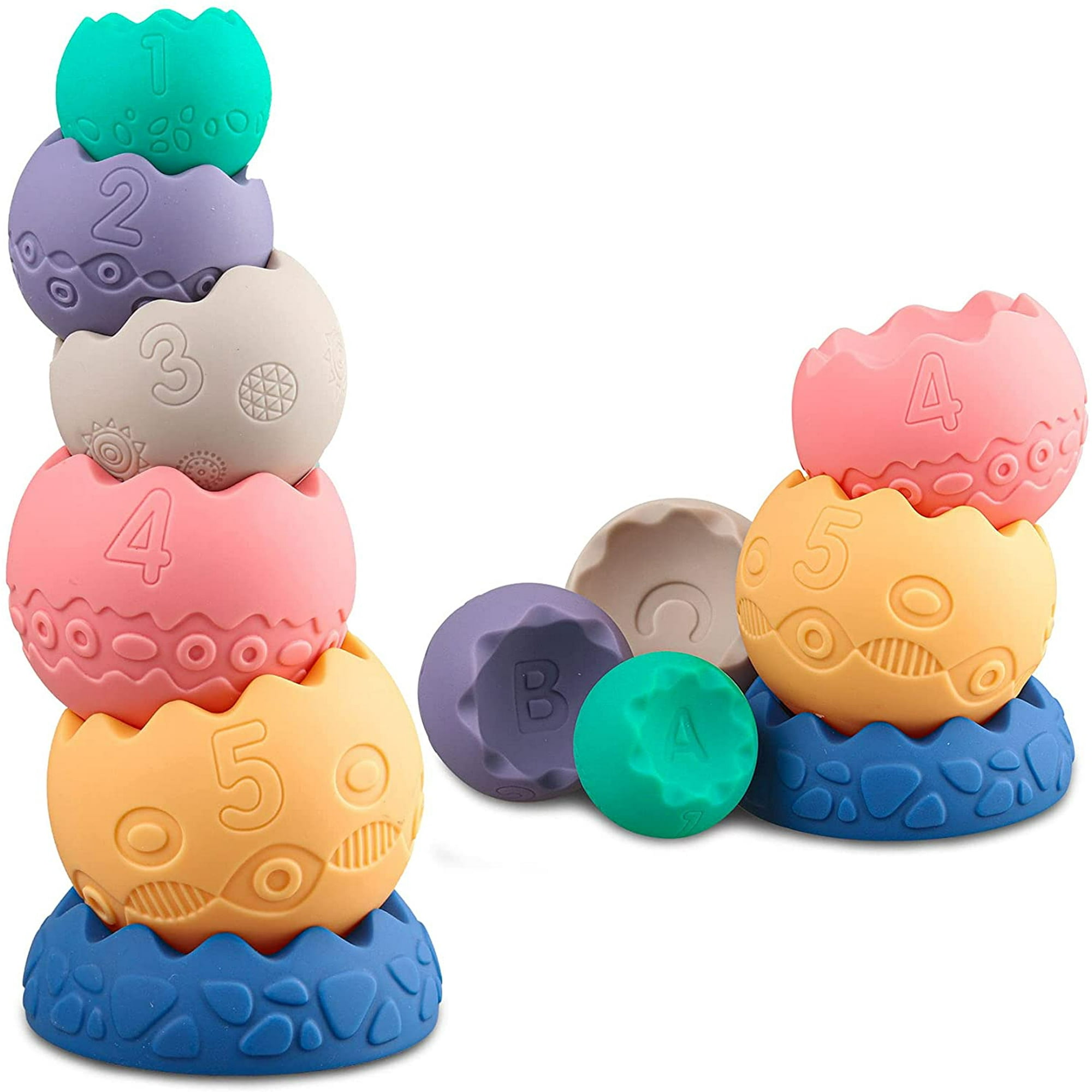 Stacking Balls Soft Toys for Babies 6 12 18 Months 1 Year Old Girls Boys Toddlers Sensory Educational Montessori Baby Blocks Infant Newborn Developmental Teething Learning Stacker Cups Walmart