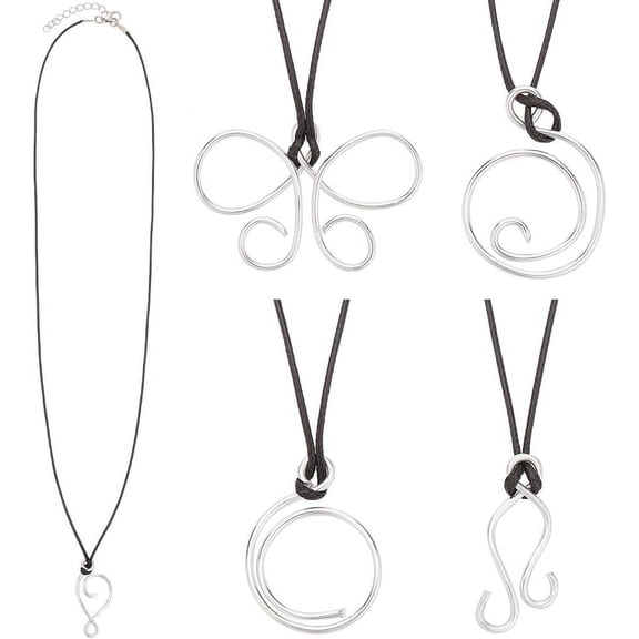 5 Pcs Adjustable Portuguese Knitting Necklace 23.6 inch Yarn Tension Control Knitting Tool Mixed Shape Aluminum Knitting Pin for Knitters Knitting Crochet Project DIYDIY