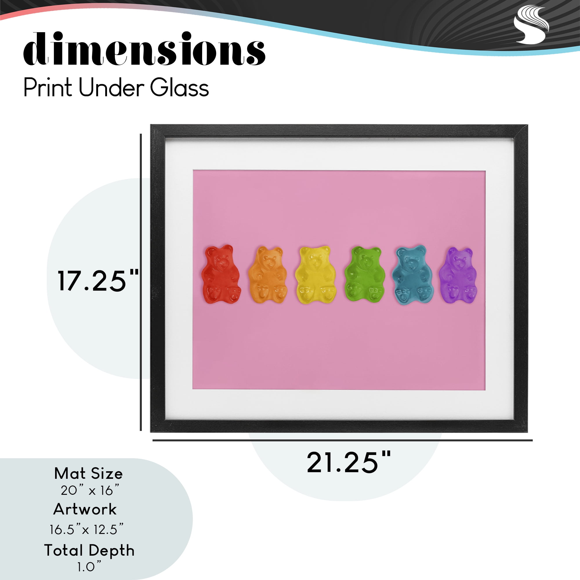 Stupell Industries Rainbow Gummy Bears on Pink Black Framed Print Under Glass, design by LISH Creative