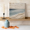 thumbnail image 3 of Heavy Impasto Ocean Canvas Wall Art for Living Room Bedroom Bathroom, Coastal Blue Textured Ocean Beige Beach Canvas Art Wall Decor, Artwork for Walls Home Office Decor, 12"x12", 3 of 9