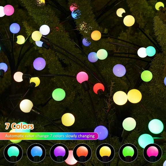 ROMUCHE 2Pack Outdoor Christmas Solar Lights Decorations, Solar Firely Lights Solar Starburst Swaying Lights Solar Powered Outdoor Christmas Decorations (6 Head Multicolor)