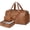 Light Brown, variant on Coffee Faux Leather Weekender Duffel Bag Carry On Travel Laptop Compatible