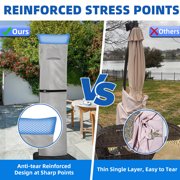 Patio Umbrella Parasol Cover with Air Vent,600D Waterproof Cantilever Umbrella Covers,Anti-UV Umbrella Covers with Telescopic Support Pole (3-Grey, Cantilever 9-13)