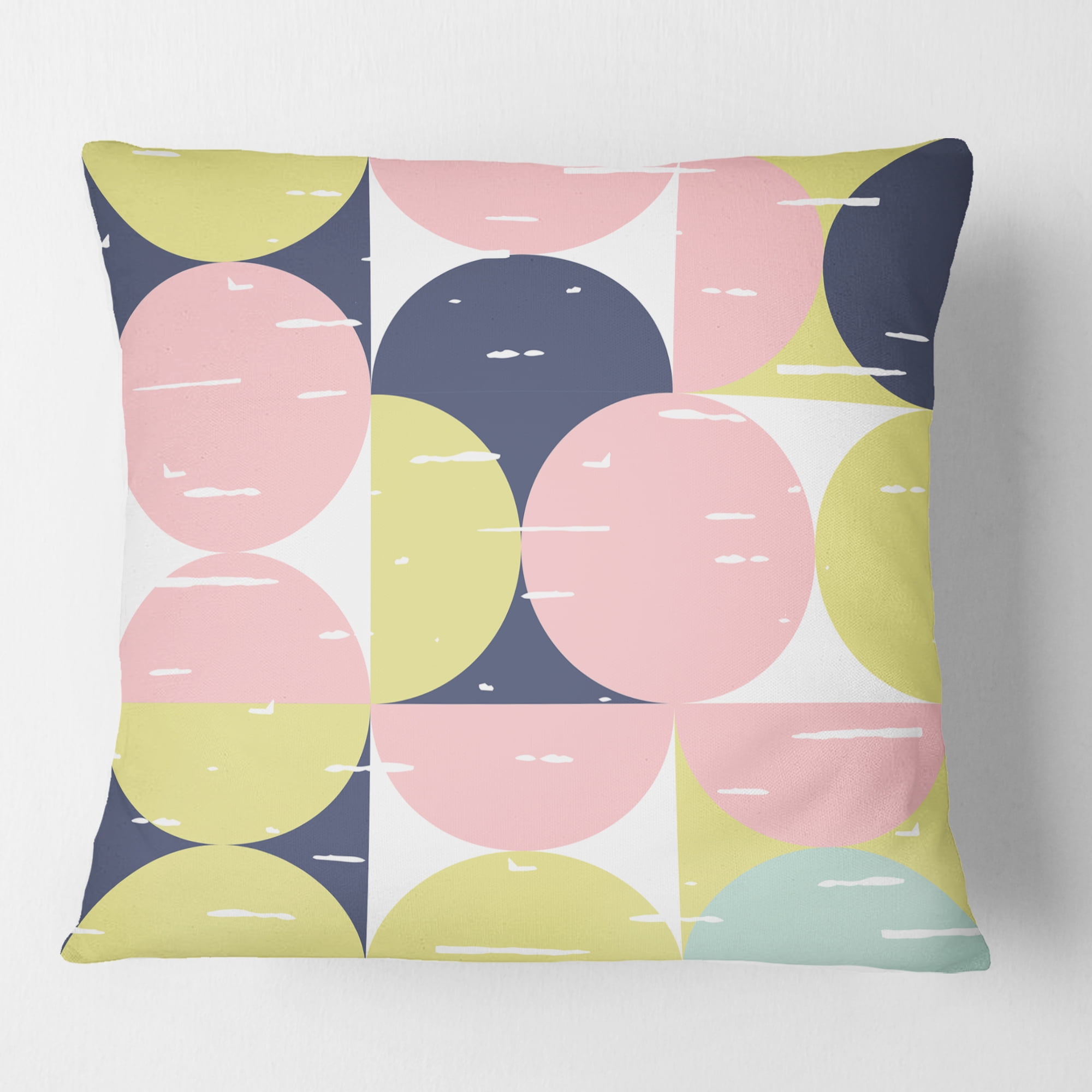Designart Retro Pastel Circular Pattern I' Mid-Century Modern Throw Pillow - 16x16