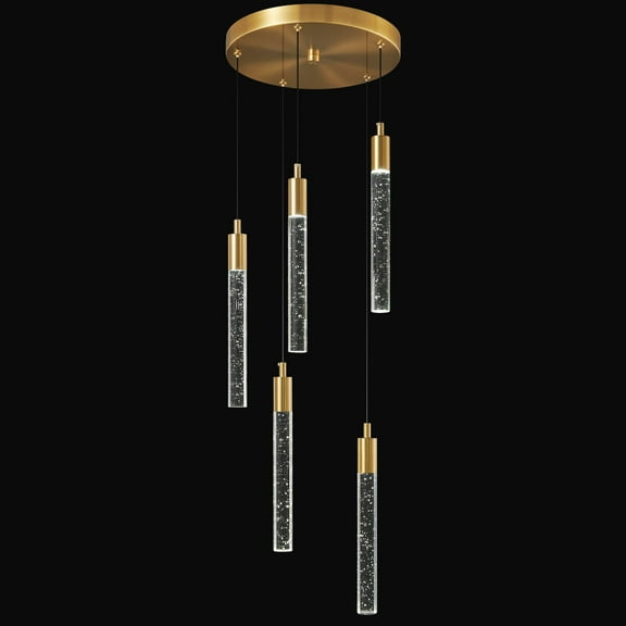 ZHLWIN 5-Light Modern Light Fixture Kitchen Island Pendant Light Dimmable LED Gold Brass Finish Mini Pendant Lighting Dinning Room Living Room Kitchen Pendant Lights