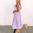 thumbnail image 5 of Ashirexll Dresses for Women 2024, Flowy Dresses for Women, Fashion Summer Flying Sleeve Off Shoulder Pleated Hem Dress Purple M, 5 of 8