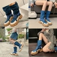 thumbnail image 5 of Bnwani Women Boots Footwear Fall Winter Zipper Thick Ankle Outdoor 0 Boot Blue Size 4.5, 5 of 9