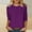 Purple, variant on Womens Army Green 3/4 Sleeve Relaxed Fit Top with Pleats, Casual Crew Neck Blouse, Soft Stretch Wrinkle-Resistant for Work & Everyday,Size M
