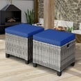 thumbnail image 2 of YSMW 2 Pieces Patio Rattan Ottomans, Outdoor Wicker Footstool Footrest Seat with Soft Cushions and Steel Frame, All-Weather Patio Ottoman Set for Backyard Garden Poolside(Mix Grey + Navy), 2 of 19