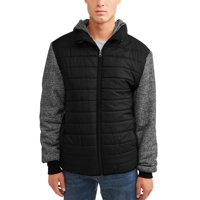 Men's Ultra Light Puffer Vest With Fleece Sleeves and Hood, Up to Size 5XL