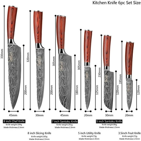 Kitchen Knife Sets Professional Chef Knives Set Japanese 7cr17mov High Carbon Stainless Steel Vegetable Meat Cooking Knife Tools Accessories With Red Solid Wood Handle 6 Pieces Set Boxed Knife Walmart Canada