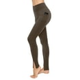 thumbnail image 1 of ALWAYS Women's High Waist Front Slit Active Leggings Brown Small, 1 of 5