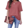 thumbnail image 2 of Summer Savings Clearance 2024! Summer Tops for Women 2024 Chiffon Work Blouses For Women Short Sleeve T Shirts Going Out Tops Elegant Trendy Casual Summer Clothes With Designs, 2 of 7