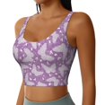 thumbnail image 2 of Fotbe Purple Butterflies Floral Sujetador Deportivo Largo sin Aros para Mujer con Almohadillas y Soporte Medio, Transpirable y Absorbente, Camiseta Tipo Chaleco o Tank Top-X-Large, 2 of 8