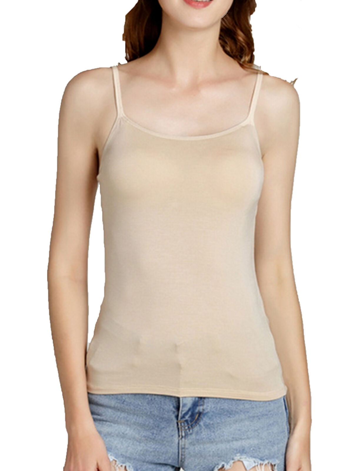 Cathery Cathery Womens Camisole With Built In Bra Modal Padded Slim Tank Top Comfortable Top 