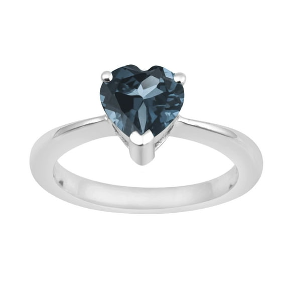 Mooneye 1.25 Ctw Heart Teal Blue Gemstone 925 Sterling Silver Solitaire Women Engagement Ring
