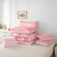 thumbnail image 5 of Manfei Pink Love Heart Twin Bedding Sets 7-Piece for Teen, Positive Word Bedding Comforter Set, Romantic Valentines Day Reversible Sheet Sets, Lightweight Room Decor, 5 of 7