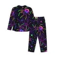 thumbnail image 2 of Goofa Multi-colored Spiders Printed Women’s 2 Piece Pajama Set Super,Pajamas Women's Long Sleeve Sleepwear Soft Button Down Loungewear Pjs Lounge Set Nightwear-Small, 2 of 9