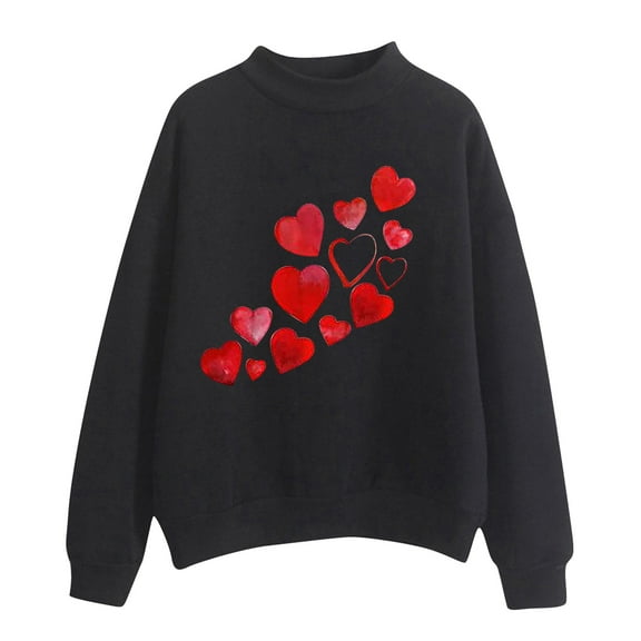 Baqcunre Crewneck Sweatshirts Printing Sweatshirt Top Long Sleeved Sweatshirt Casual Blouse Temperament Pullover Top(Black S-XXL),Womens Sweatshirt Womens Tops Valentine'S Day Shirts For Women