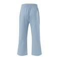 thumbnail image 5 of Women's Casual Solid Color Elastic Waist Drawstring Cotton Linen Capri Pants with Side Pocket, Comfort Fit, Versatile Wear, 5 of 5