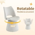 thumbnail image 4 of Accent Chair with Hollow Back Design, Modern Chenille Dining Chair, Upholstered Vanity Chair with Metal Base for Living Room, Bedroom, Off-White, 4 of 5