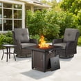 thumbnail image 2 of Bellefurn 4 Pieces Patio Furniture Sets with Fire Pit and Swivel Rocker Chairs,Outdoor Furniture with Fire Pit and Side Table Outdoor Conversation Set for Porch Deck Backyard Poolside, 2 of 13