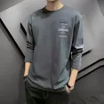 thumbnail image 2 of Camiseta para hombre cuello redondo estampada superior verde ropa de hombre original casual tamaño divertido Y2k venta manga larga emo largo normal a granel, 2 of 4